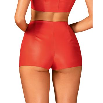 Kinky lederlook hotpants rood