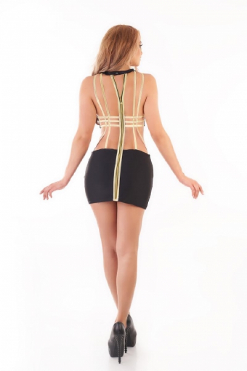 Kinky mini jurk met cut-outs goud