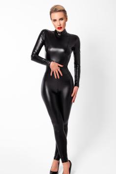 Kinky vegan catsuit met ring