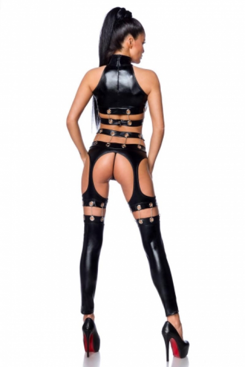 Kinky wetlook croptop & chaps legging