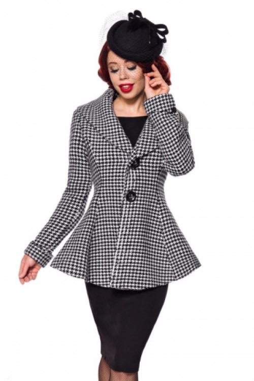 Klassiek 50s stijl coat in houndstooth