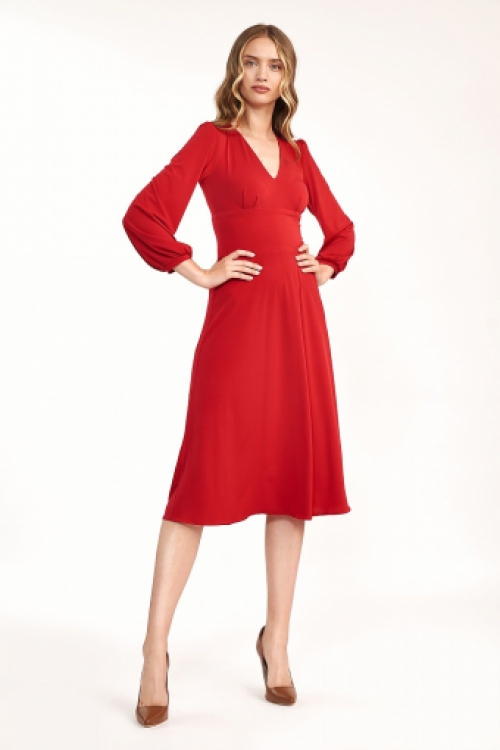 Klassieke midi-lengte jurk rood