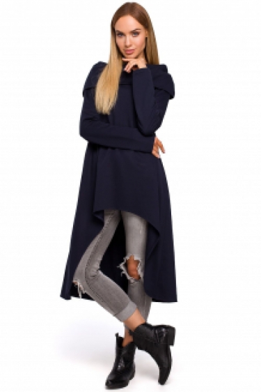 Lang asymmetrische tuniek navy