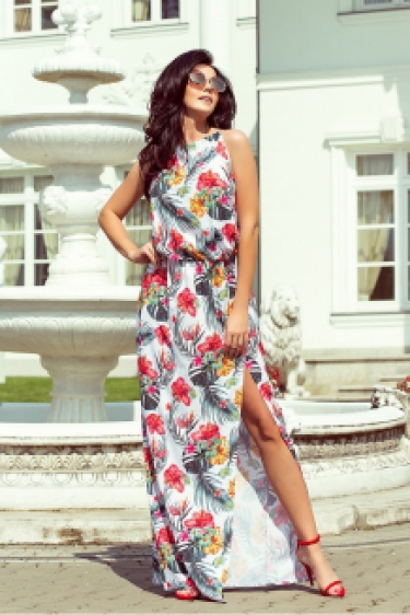 Lange maxi zomerjurk met tropical bloemen