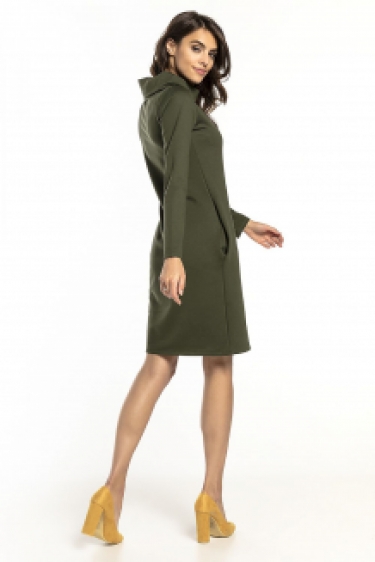 Lange mouwen loose-fit jurk met col groen