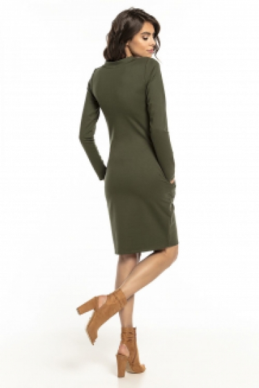 Lange mouwen loose-fit jurk met V-halslijn groen