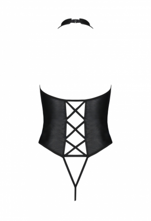 Lederlook bodysuit met open kruis