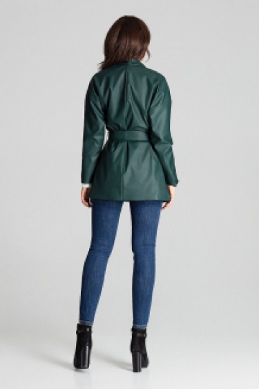 Lederlook loose-fit jas in groen