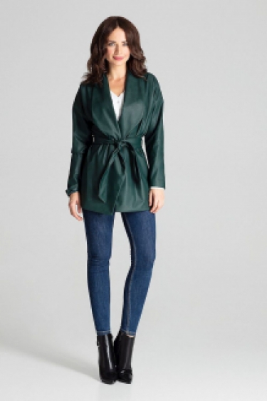 Lederlook loose-fit jas in groen