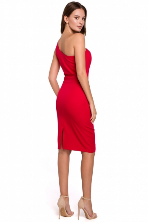 Aansluitende een schouder jurk rood