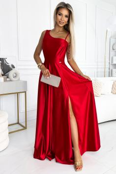 Maxi One Shoulder Satijnen Jurk