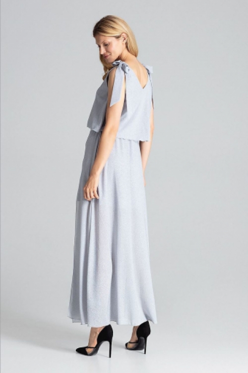 Maxi jurk met ingewerkte mini rok grijs