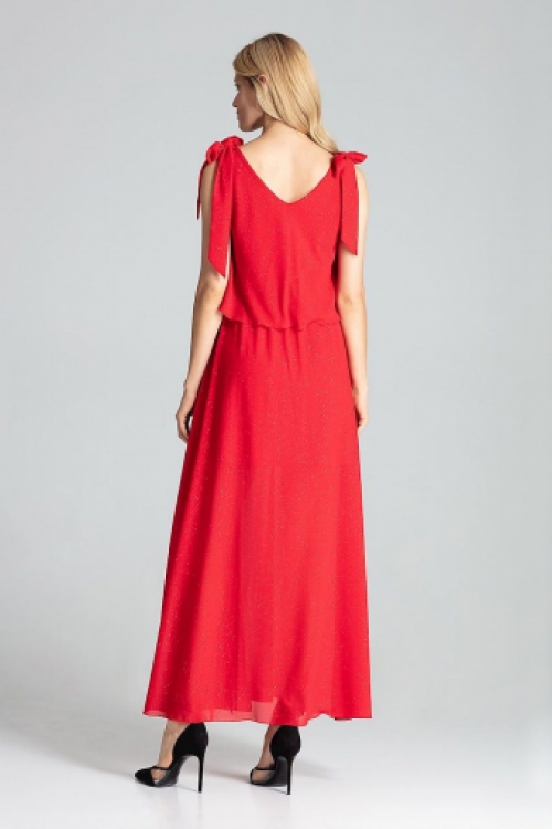 Maxi jurk met ingewerkte mini rok red