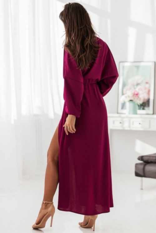 Maxi kimono jurk met overslag berry