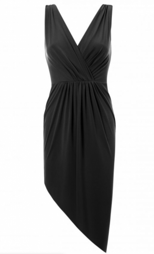 Mouwloze cocktail jurk in asymmetrische design black