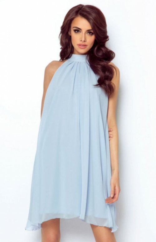 Mouwloze jurk in chiffon baby blue