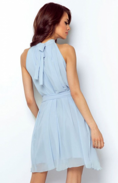 Mouwloze jurk in chiffon baby blue