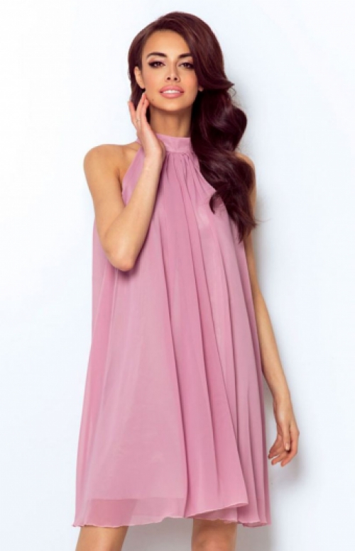 Mouwloze jurk in chiffon pink