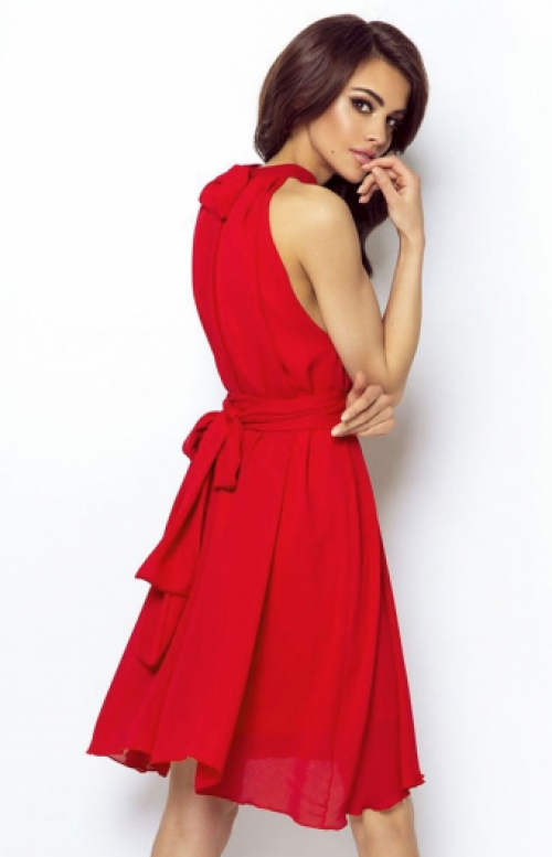 Mouwloze jurk in chiffon red