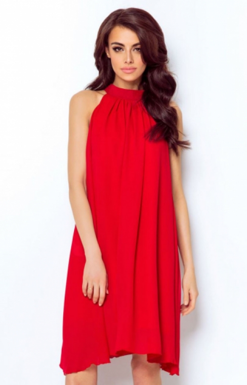 Mouwloze jurk in chiffon red