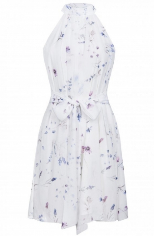 Mouwloze jurk in chiffon veldbloemen