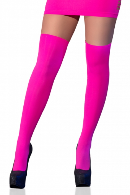 Neon pink Stay up kousen met cutouts 