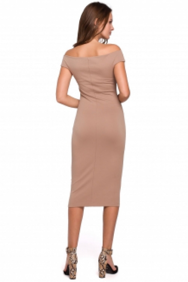 Off shoulder bodycon cocktailjurk blush