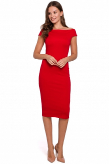 Off shoulder bodycon cocktailjurk rood