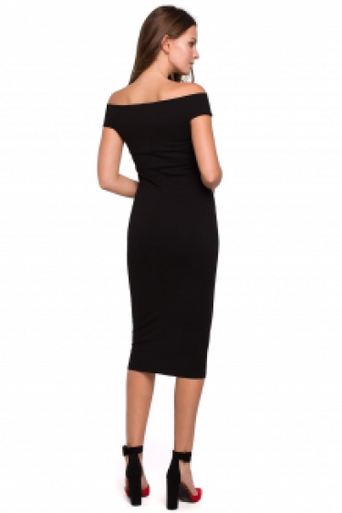 Off shoulder bodycon cocktailjurk zwart