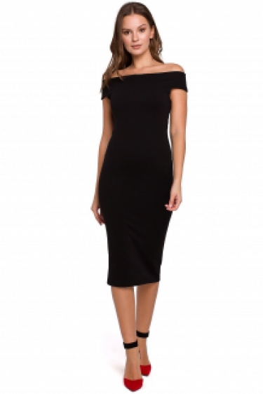 Off shoulder bodycon cocktailjurk zwart