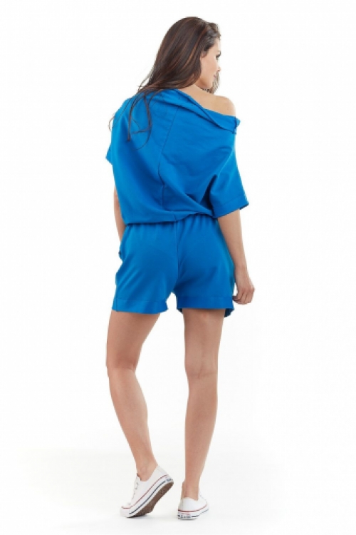 Off shoulder loose-fit playsuit blue