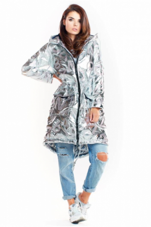 Oversized jas in parka-stijl met capuchon silver