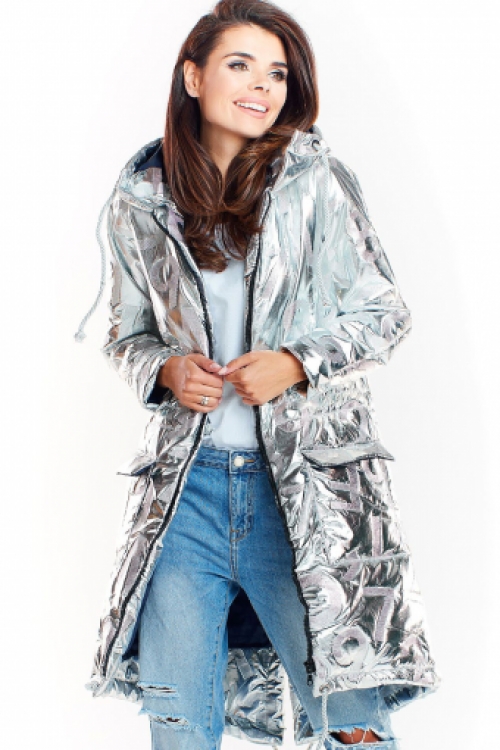 Oversized jas in parka-stijl met capuchon silver