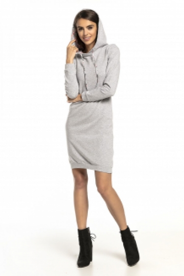 Oversized sweat jurk met capuchon grijs