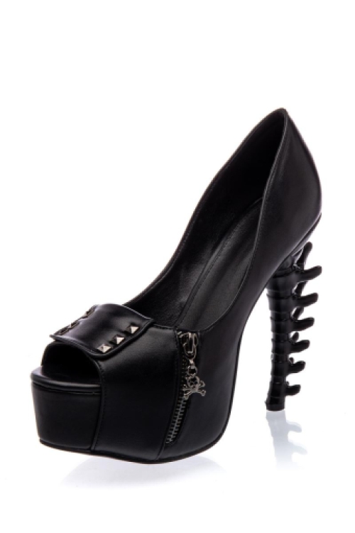 Peep toe platform pump