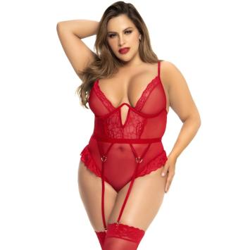 Plus size bodysuit met jarretels fire