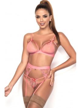 Romantische bh en jarretelgordel pink