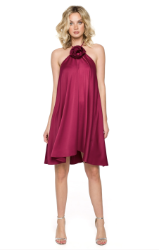 Asymmetrisch uitlopende cocktailjurk hibiscus