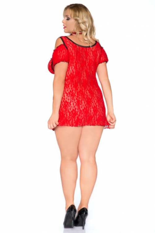 Sexy rode kanten chemise in grote maat