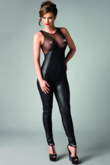 Sexy zwarte fetish jumpsuit