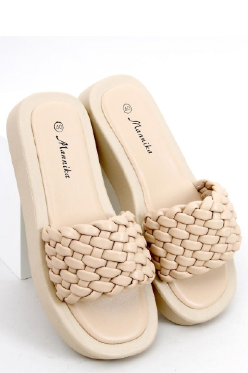 Slippers met gevlochten band ivory