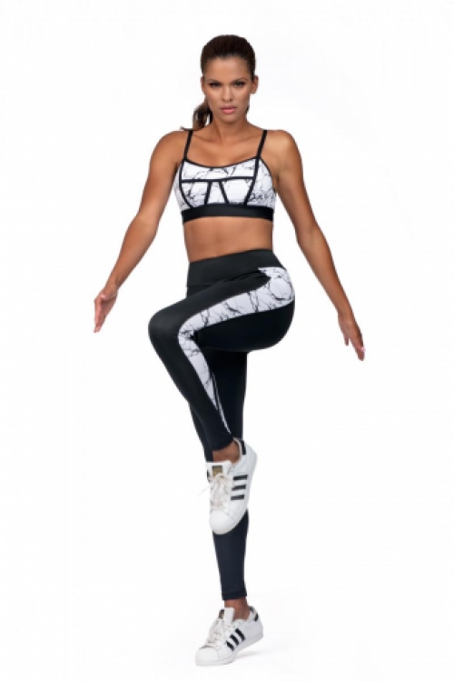 Sport leggings met hoge taille marmerprint