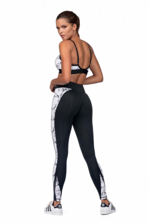 Sport leggings met hoge taille marmerprint