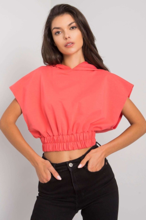 Trendy korte mouwen sweat coral