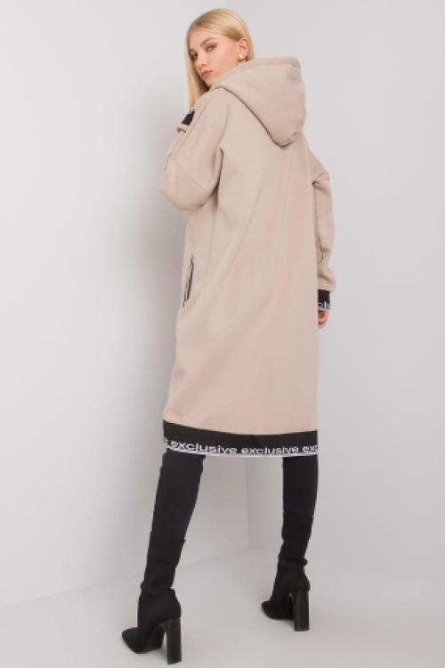 Trendy sweat jack met capuchon beige