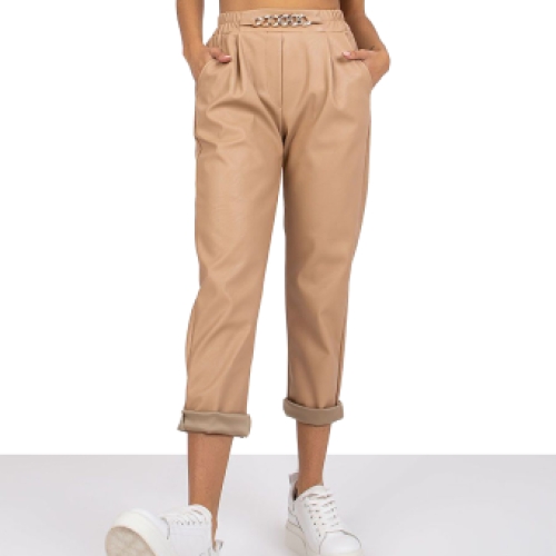 Vegan paperbag broek beige