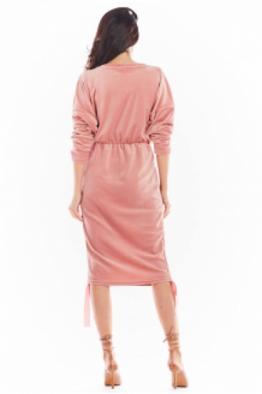 Velour geplooide kimono jurk pink
