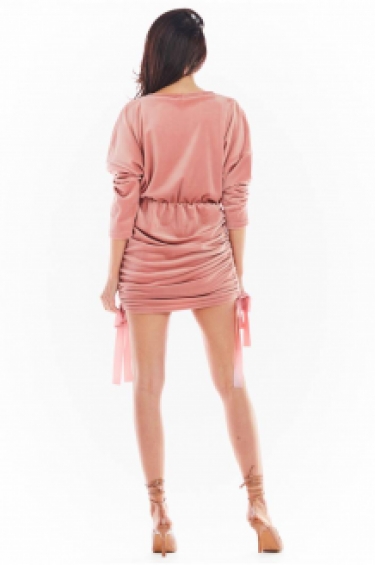 Velour geplooide kimono jurk pink