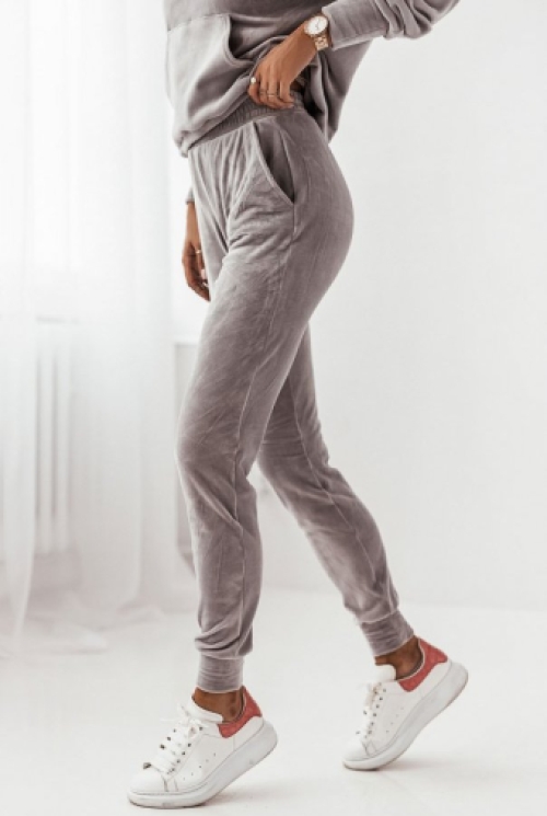 Velours tracksuit met hoodie grey