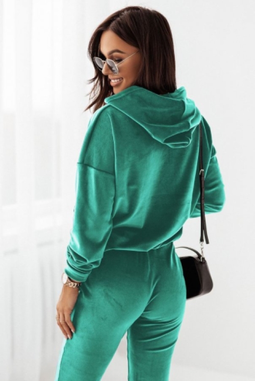 Velours tracksuit met hoodie mint